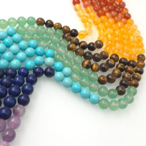 Čakra niska 10mm (karneol, citrin, tigrovo oko, aventurin, tirkiz, lapis lazuli i ametist)