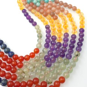 Čakra niska 10mm (karneol, lapis lazuli, prehnit, ametist, citrin, sunčev kamen i amazonit)